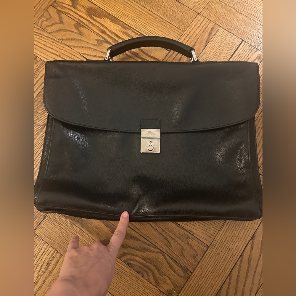 Longchamp leather black briefcase